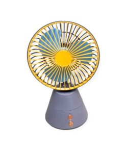 Rechargeable Mini Personal Table Fan Strong Wind And Shaking Head w/ Light - Grey