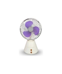 Rechargeable Mini Personal Table Fan Strong Wind And Shaking Head w/ Light - White
