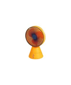 Rechargeable Mini Personal Table Fan Strong Wind And Shaking Head w/ Light - Yellow