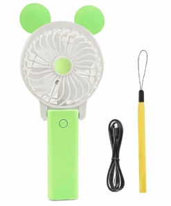 Rechargeable Portable Cartoon USB Mini Collapsible Fan - Bunny Green
