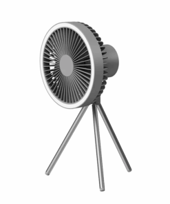 Rechargeable Portable Fan with LED Light on Metal Tripod