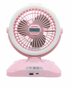 Rechargeable Table Fan With 180 Rotation and LED Light - Pink