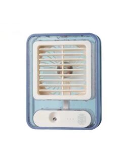 Rechargeable Touch Water Air Cooler Spray Fan 3 Speeds with LED Light - Blue