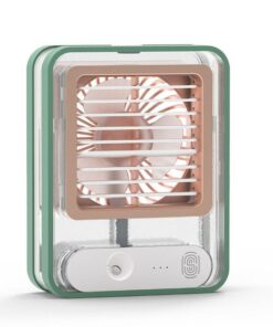 Rechargeable Touch Water Air Cooler Spray Fan 3 Speeds with LED Light - Green