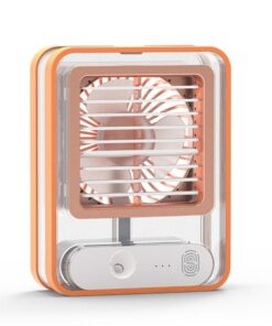 Rechargeable Touch Water Air Cooler Spray Fan 3 Speeds with LED Light - Orange