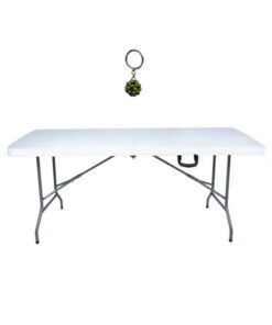 Rectangular White Foldable 6 Seater Table And A Bonus Keyholder