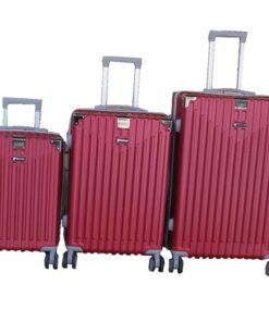 Red 3-Piece ABS Luggage Set with Spinner Wheels and Combination Lock