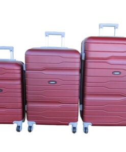 Red 3-Piece Hard-Shell ABS Luggage Set with Spinner Wheels & Built-In Locks