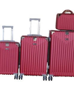 Red 4-Piece ABS Material Luggage Set with Spinner Wheels