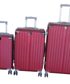 Red ABS 3-Piece Luggage Set - Hard-Shell, Spinner Wheels and Lock