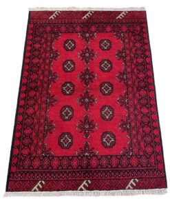 Red Afghan Hand Knotted Rug - 150 x 100 cm