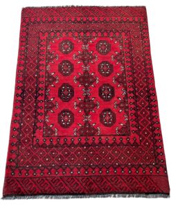 Red Afghan Handmade Rug - 150 x 100 cm