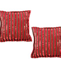Red & Brown Stripe Scatter Cushion Set of 2 (Inner Included) - 50 cm