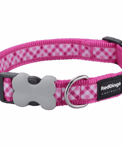 Red Dingo Design Collar - Gingham Hot Pink - Pink XS - S