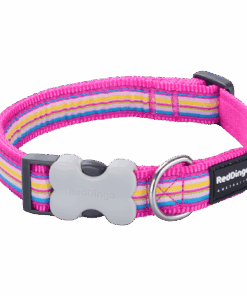Red Dingo Design Collar - Horizontal Stripes Hot Pink - Pink - L