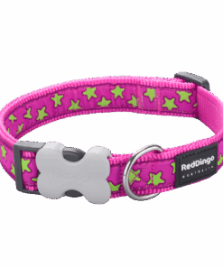 Red Dingo Design Collar - Stars Lime on Hot Pink - Pink XS - L
