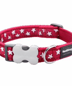 Red Dingo Design Collar - Stars White on Red - Red XS - L