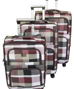 Red/White Plaid 3-Piece Luggage Set