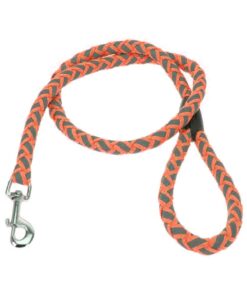 Reflective Dog Leash with Handle and Safety Clasp - 1.2M - Orange