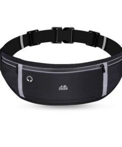 Reflective Sports & Running Fitness Adjustable Waist Belt - Black