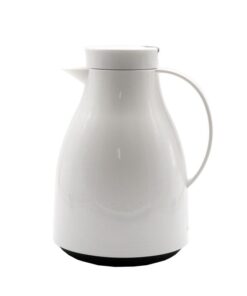 Regent Vacuum Thermal Jug With Glass Liner White With Black Button 1Ltr