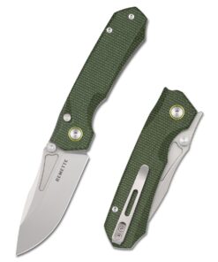 REMETTE Rhino Button Lock Folding Pocket Knife - Green