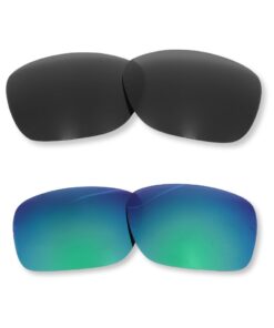 Replacement Lenses for Oakley Holbrook OO9102 Bundle - Black & Green Blue Mirror