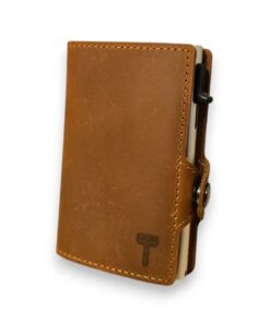 Reptronic Genuine Saddle Leather Pop-up Wallet - Light Brown