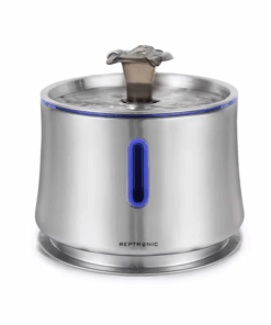 Reptronic Stainless Steel Pet Fountain with Water Level Window- 2.5L
