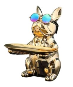 Resin Bulldog Butler Sculpture with Tray