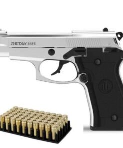 Retay 84FS chrome blank gun + 50 Black Cartridges