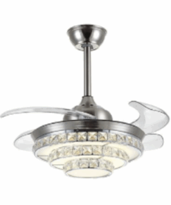 Retractable Blade Ceiling Fan Remote with 3 Tier Crystal Light
