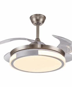 Retractable Ceiling Fan With Remote Control - Grey & Silver