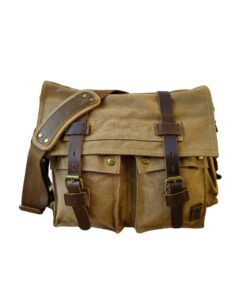Retro Canvas Crossbody Bag - Brown