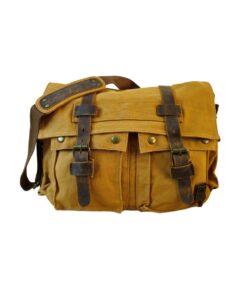 Retro Canvas Crossbody Bag - Dark Camel yellow