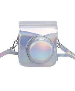 Retro PU Leather Case & Strap for FUJIFILM Instax Mini 12 (Holographic) - Silver