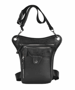 Retro Punk Waist Bag Multi-Purpose Motorcycle Leg Bag - Black