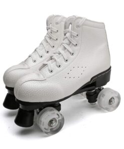 Retro - Roller Skate Shoes - Clear Wheels - White - UK 5