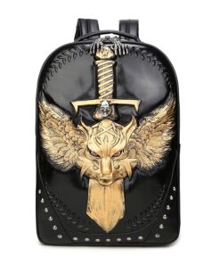 Retro Wolf/Eagle Back Pack - Gold