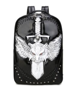 Retro Wolf/Eagle Back Pack - Silver