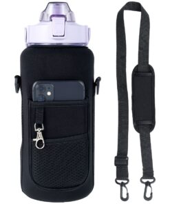 RevUp - Water Bottle Sleeve with Strap for Gym Water Bottles - 2L - Black