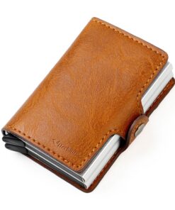 RFID Blocking Anti-theft PU Leather Credit Card Holder Wallet - Brown