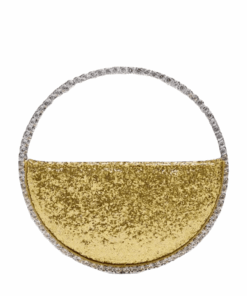 Rhinestone Circular Evening Bag - Gold