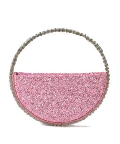 Rhinestone Circular Evening Bag - Pink