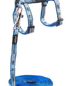Rogz - 11mm NightCat Cat Lead/H-Harness - Blue Floral