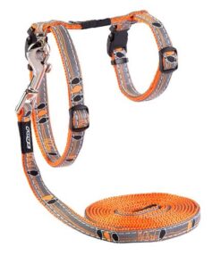 Rogz - 11mm NightCat Cat Lead/H-Harness - Orange Birds