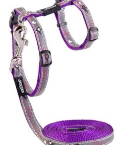 Rogz - 11mm NightCat Cat Lead/H-Harness - Purple Budgie