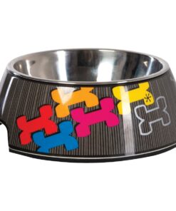 Rogz 2-in-1 Large Bubble Dog Bowl, Multi Bone