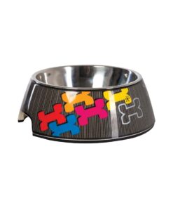 Rogz 2-in-1 Small Bubble Dog Bowl, Multi Bone