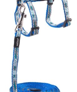 Rogz - 8mm NightCat Cat Lead/H-Harness - Blue Floral